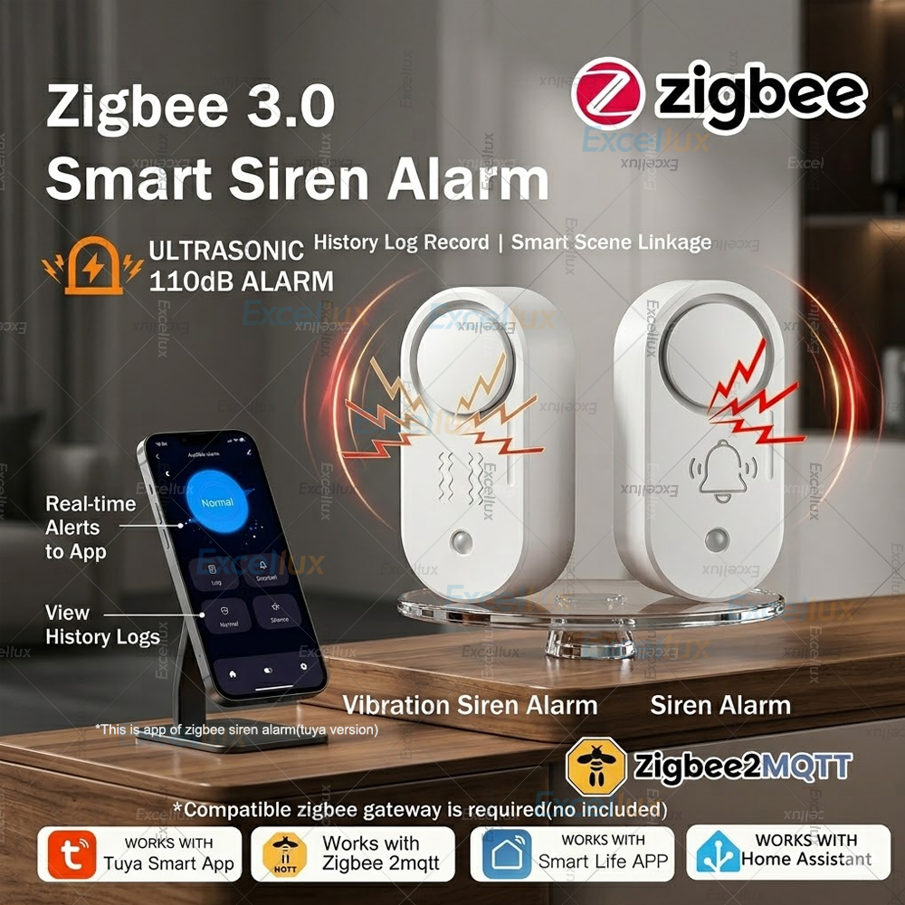 Smart Home Zigbee 3.0 - Zigbee 3.0 Siren Alarm 110dB Vibration