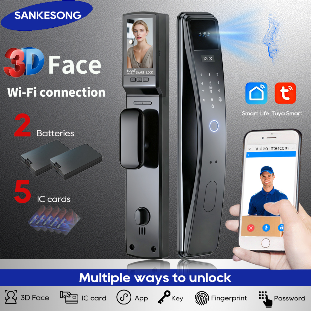 Smart Home Battery Camera - SANKESONG Tuya Smart 3D Face Door