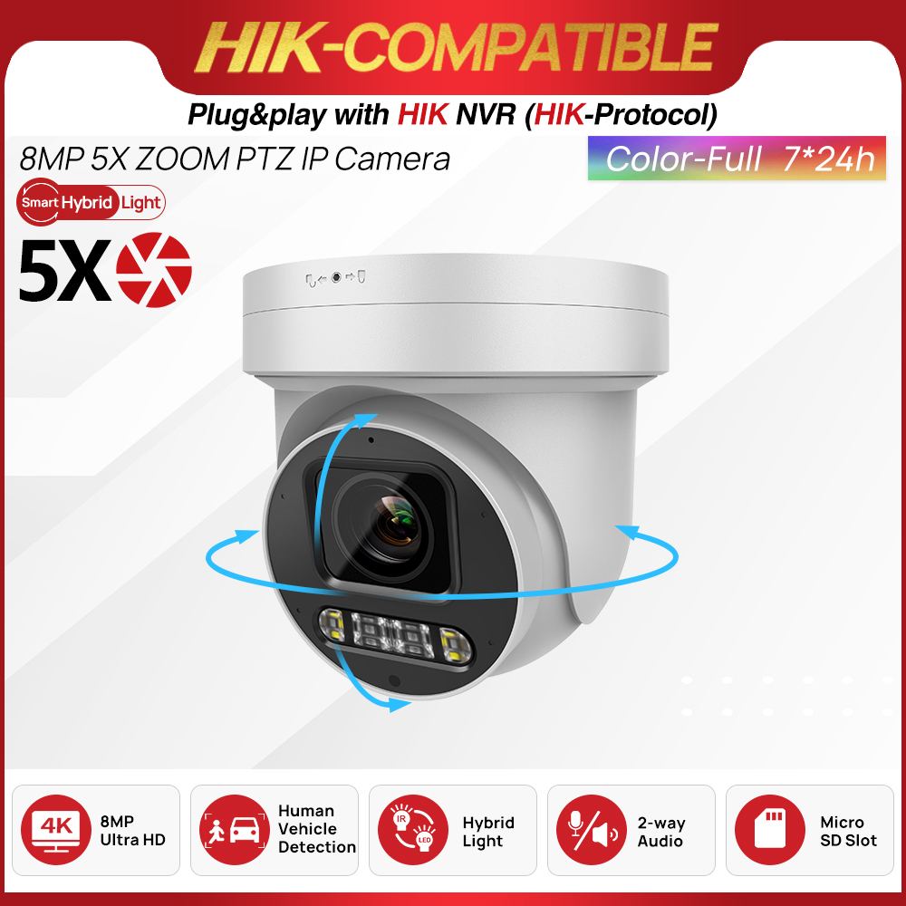 Smart Home Hikvision - 8MP 5X Zoom PTZ Camera POE