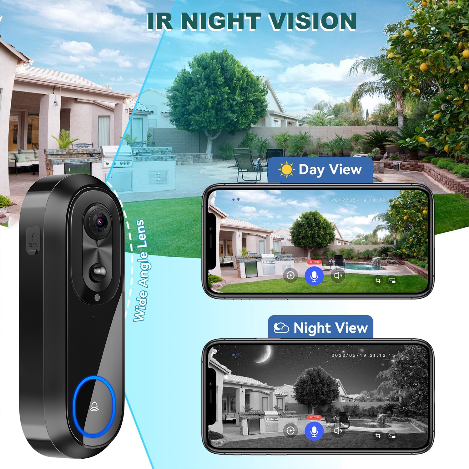 5G 2.4G WiFi Video Doorbell 10 - Smart Home Battery Camera avaliação e preço