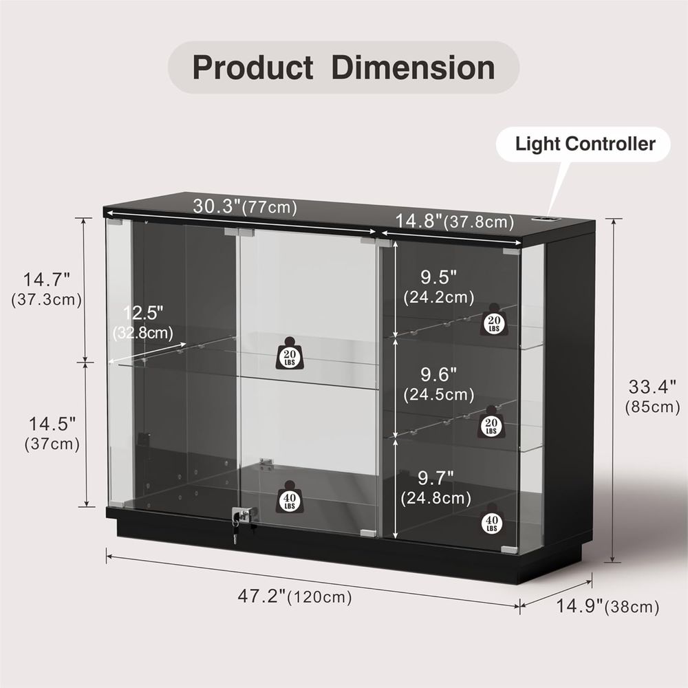 Glass Display Cabinet with Loc - Motion Sensor Light avaliação e preço