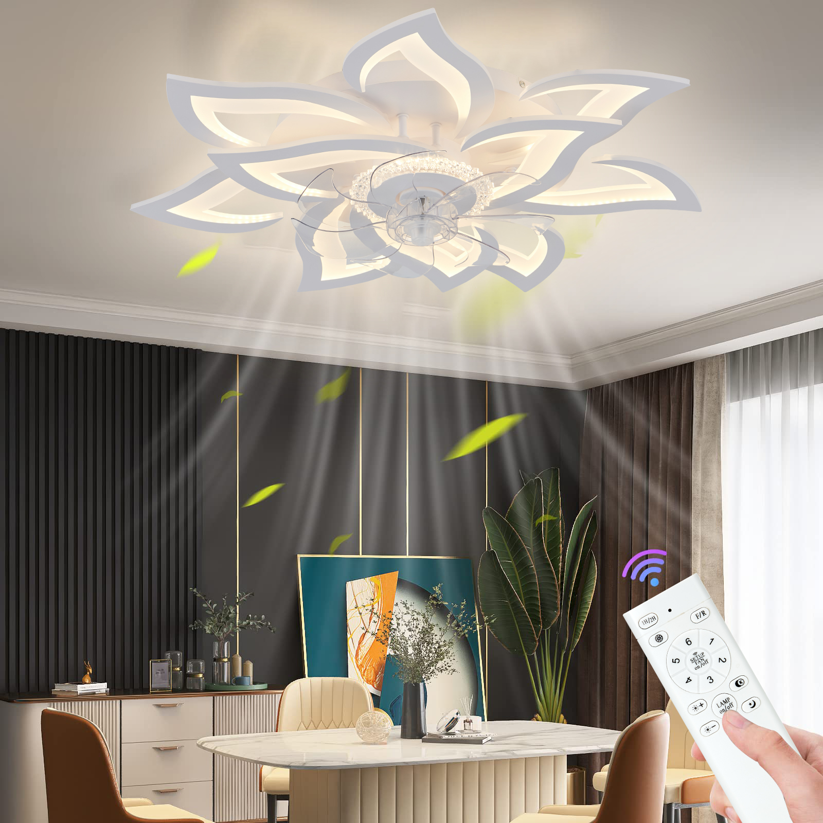 Lotus Led Ceiling Fan with Sma - Smart Home Ventilation avaliação e preço