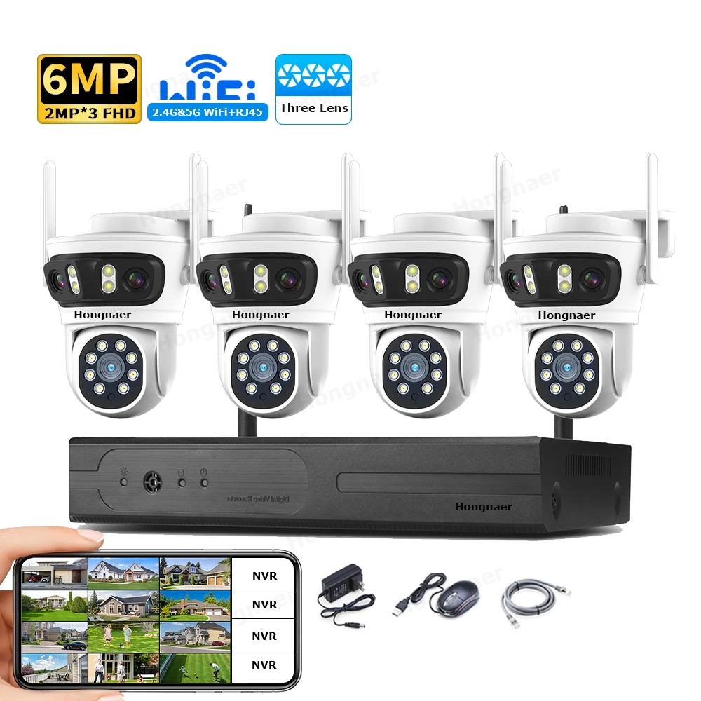 2026 Hongnaer 6MP 4CH 3 Lens 2 - Security Ip Camera avaliação e preço
