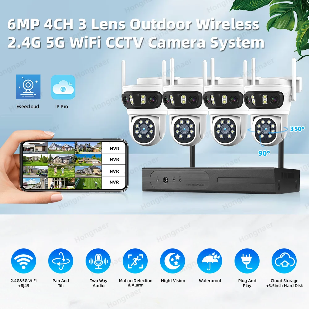 2026 Hongnaer 6MP 4CH 3 Lens 2 - Security Ip Camera avaliação e preço