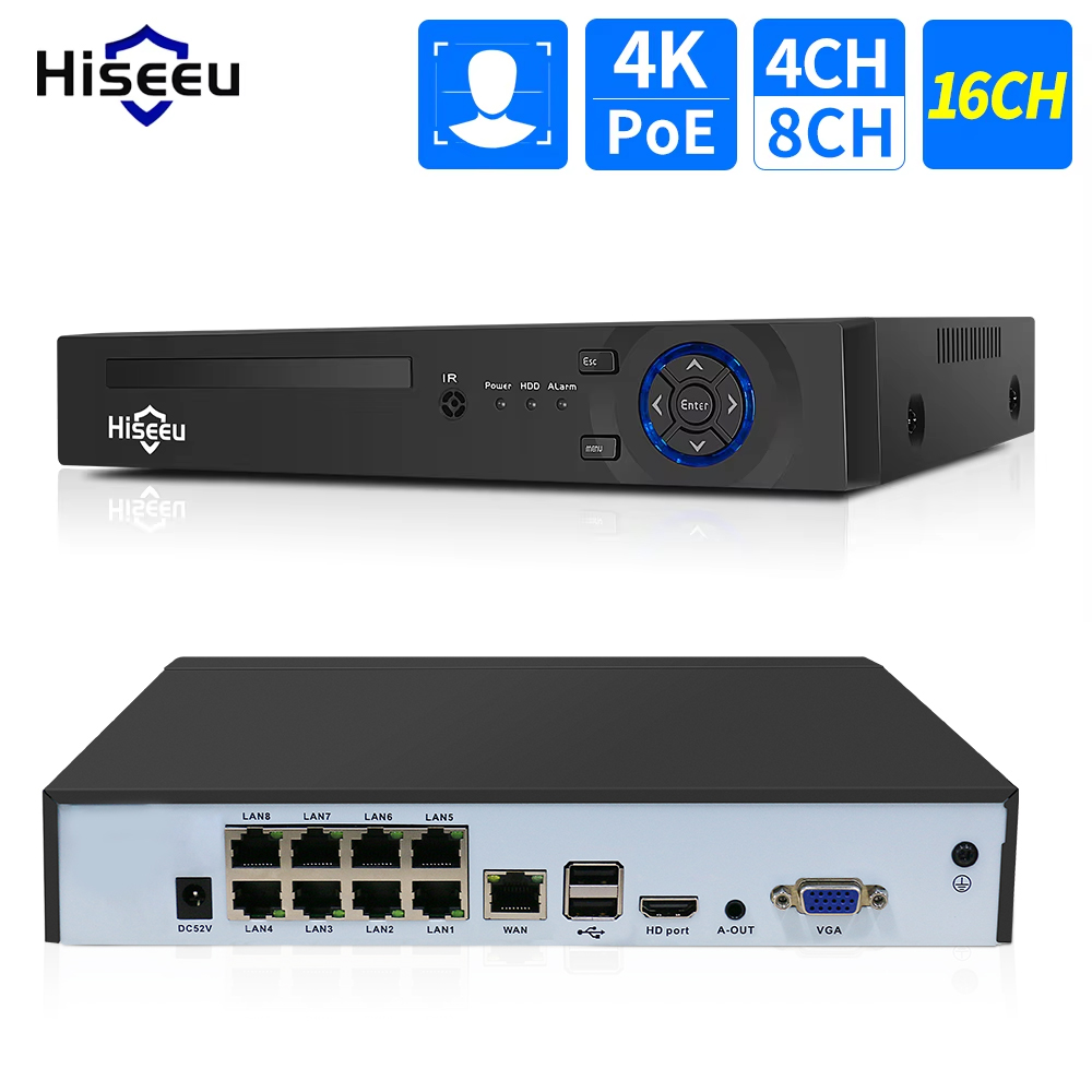 Hiseeu 4CH 10CH 16CH 4K 8MP 5M - Security Ip Camera avaliação e preço