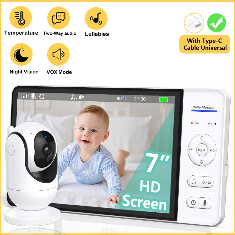 No WiFi 7 Inch Baby Monitor 2- - Smart Home Battery Camera avaliação e preço