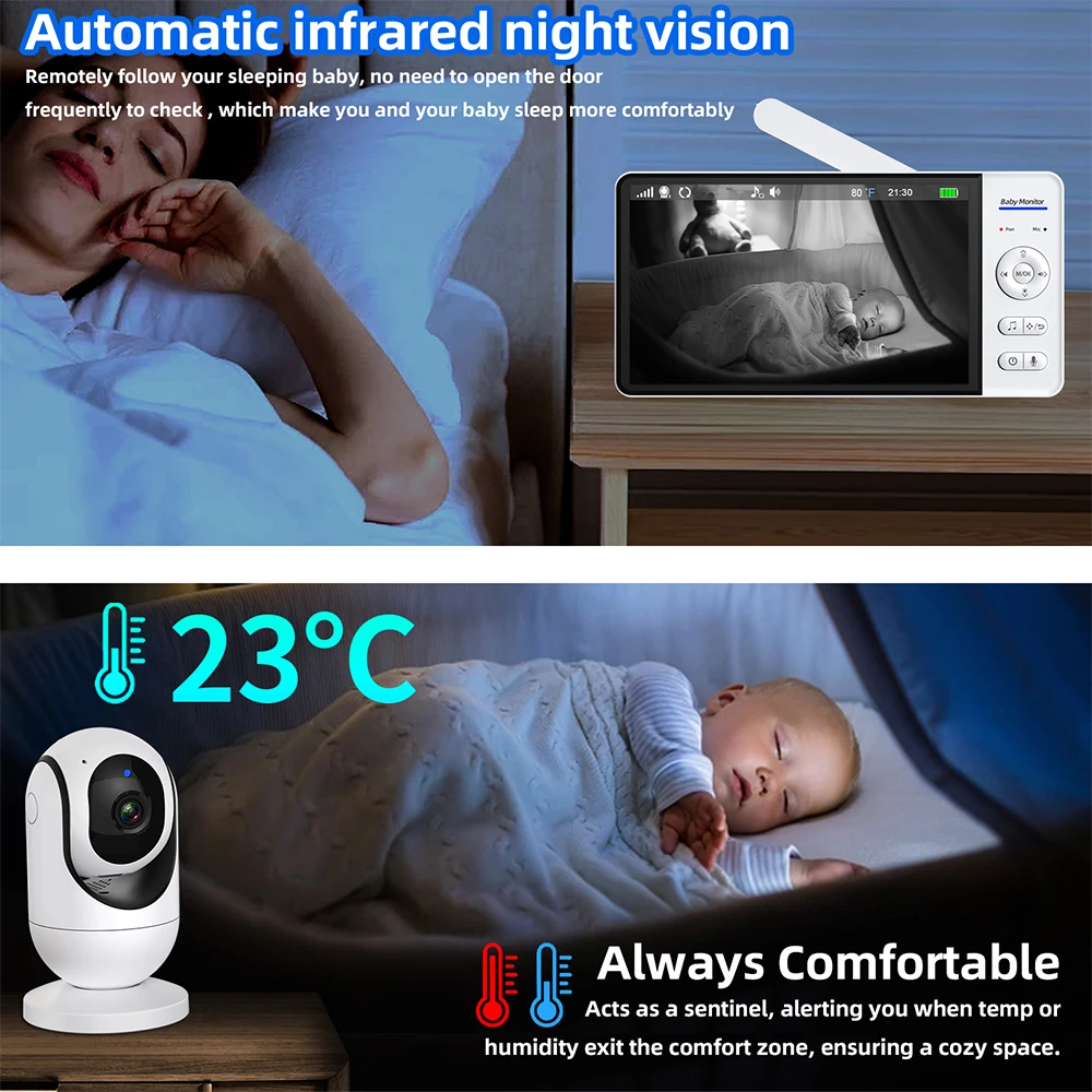 No WiFi 7 Inch Baby Monitor 2- - Smart Home Battery Camera avaliação e preço