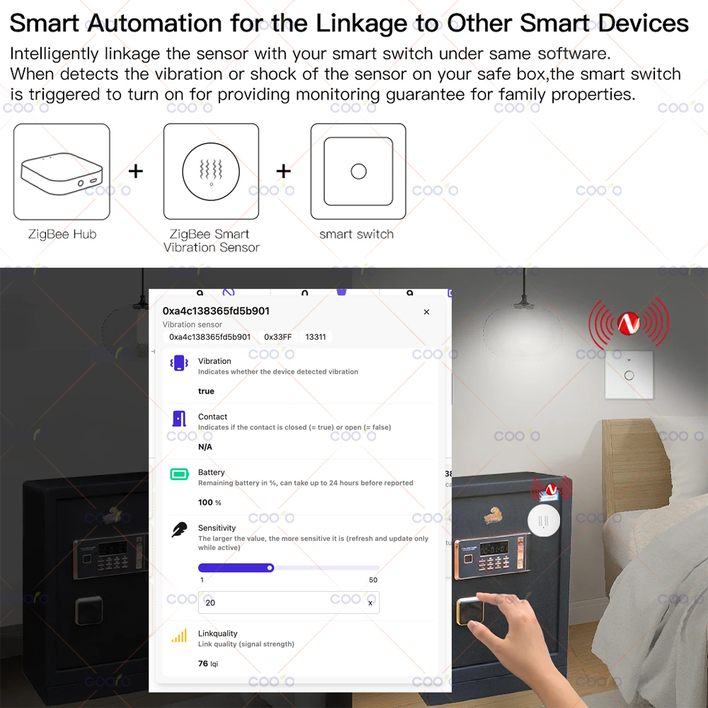 ZigBee 3.0 Vibration Sensor Re - Smart Home Zigbee 3.0 avaliação e preço