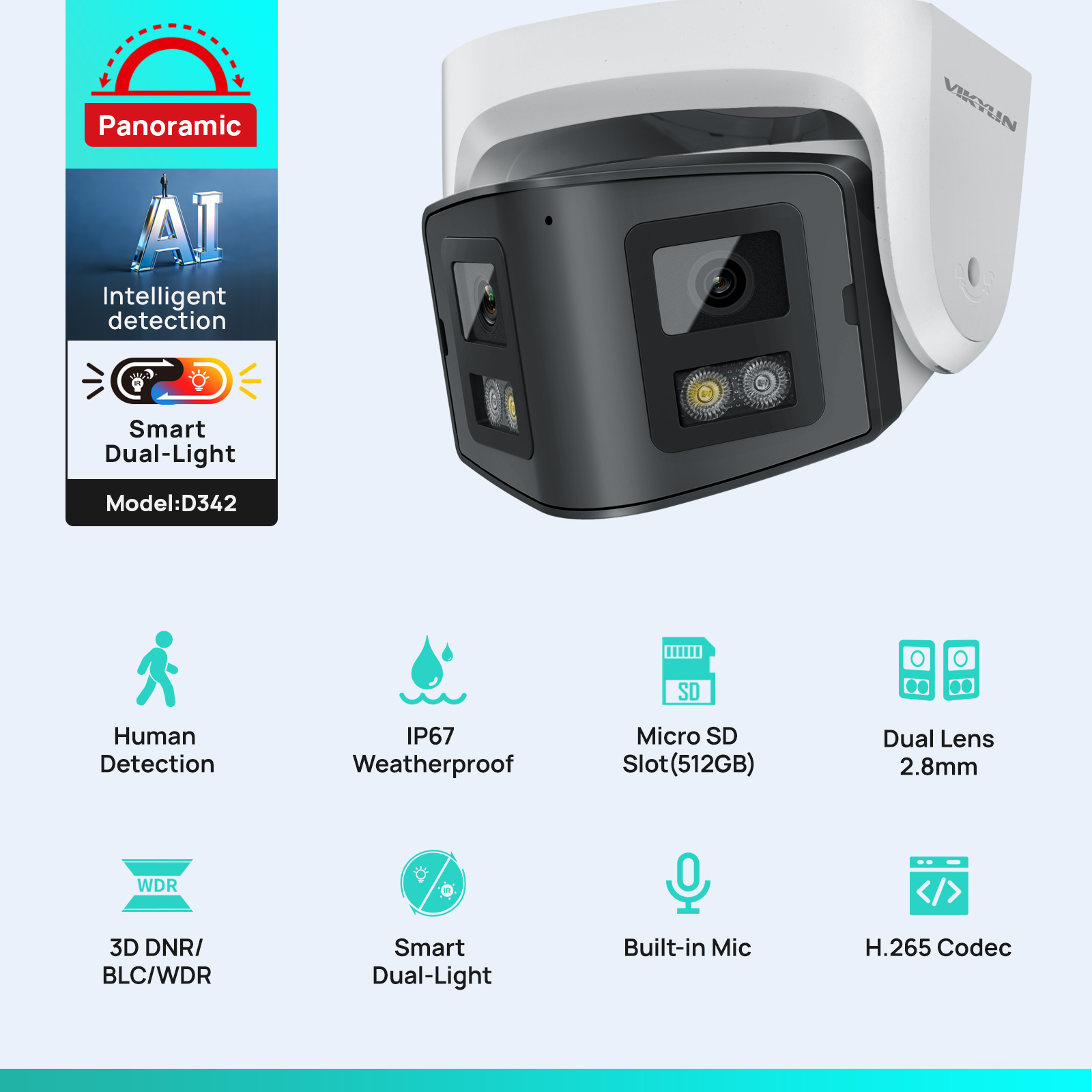 Vikylin 4MP Panoramic Dual Len - Smart Home Hikvision avaliação e preço
