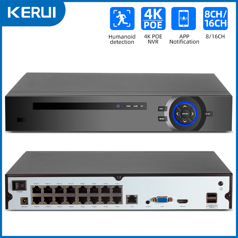 KERUI 4K 16CH POE NVR H.265 NV - Security Ip Camera avaliação e preço