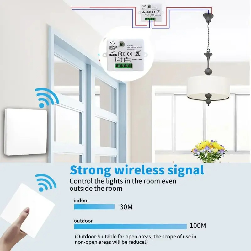 RF 433MHz Wireless Wall Switch - Smart Home Ventilation avaliação e preço