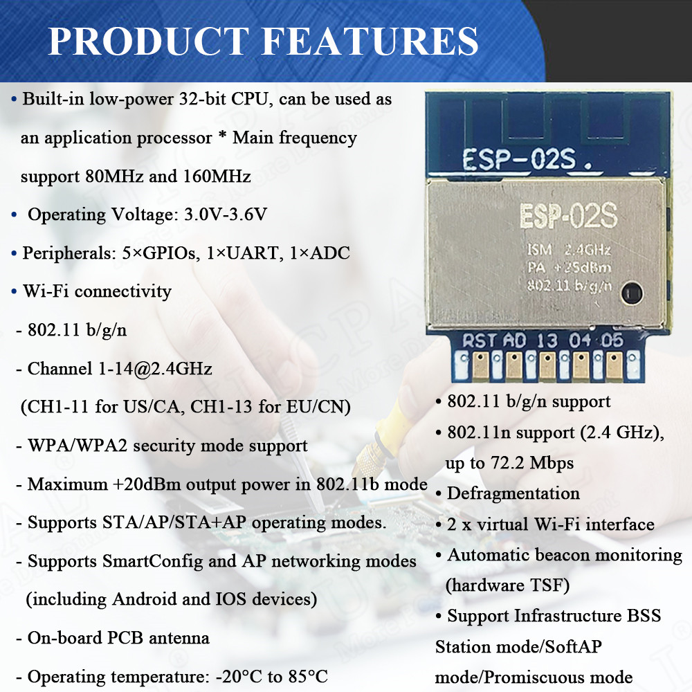 ESP-02S Serial Wireless 2.4G W - Smart Home Esp8266 avaliação e preço