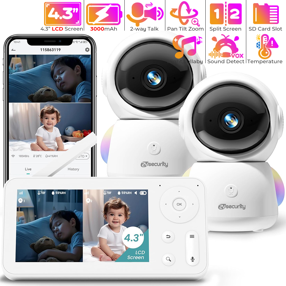 2K Baby Monitor with 2 Cameras - Smart Home Battery Camera avaliação e preço