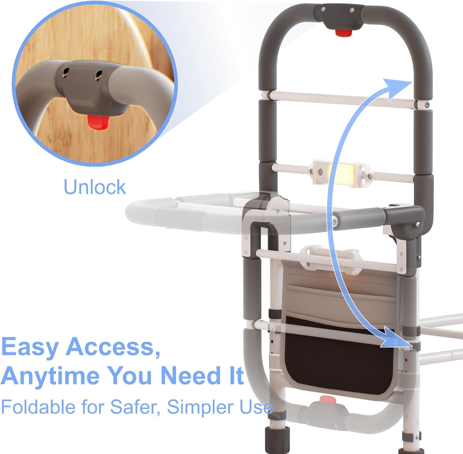 Foldable Bed Rail for Elderly  - Motion Sensor Light avaliação e preço
