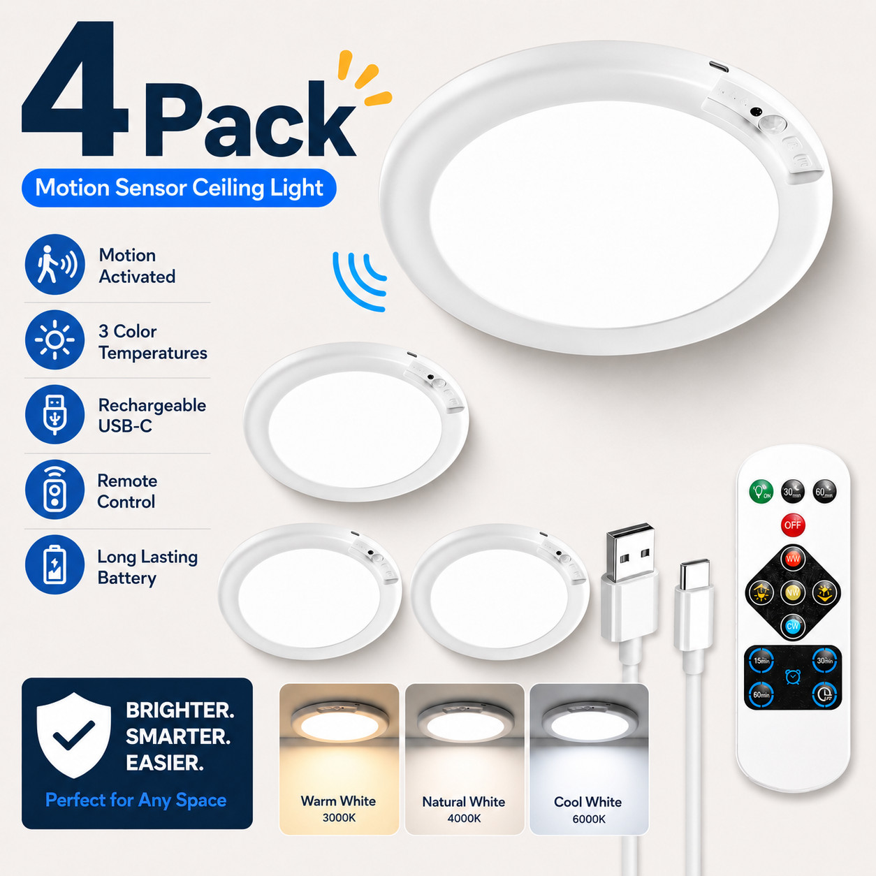 4 Pack Long Battery Motion Sen - Motion Sensor Light avaliação e preço